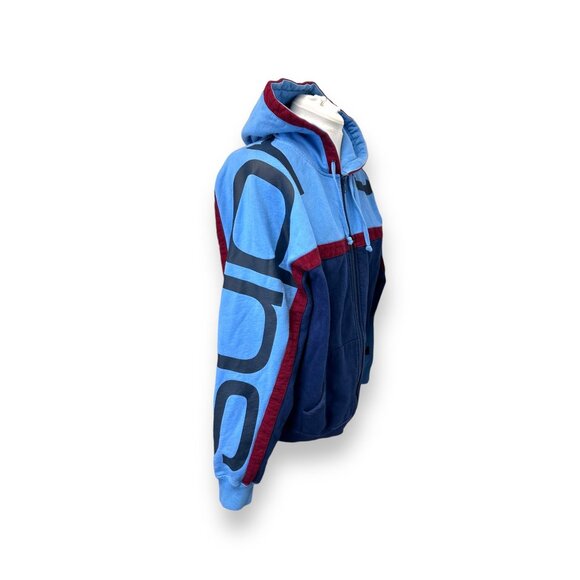 Supreme Mens Big Logo Paneled Zip Up Hooded Sweatshirt Navy Blue Red FW20 M - Picture 4 of 11